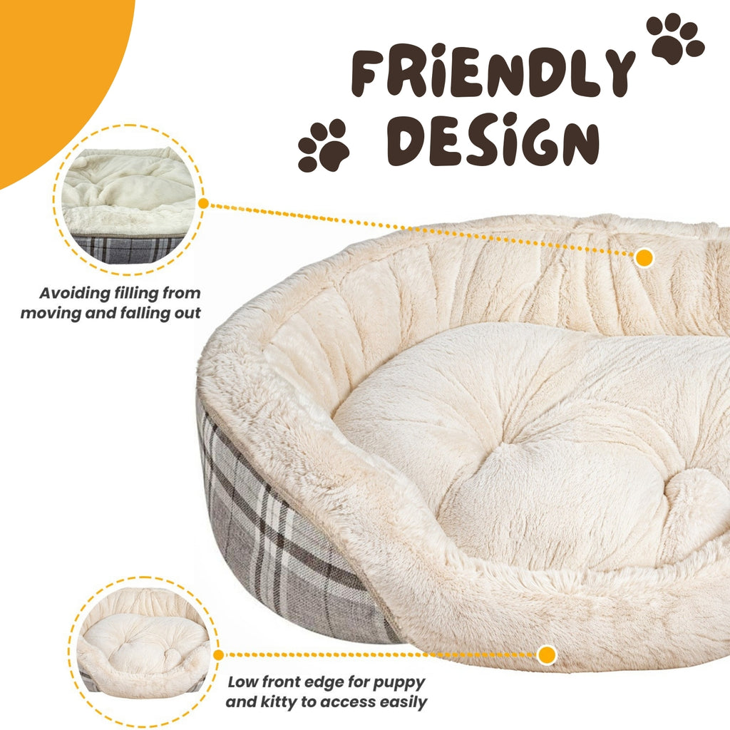 Soft Plush Faux Fur Dog Bed - Reversible Design