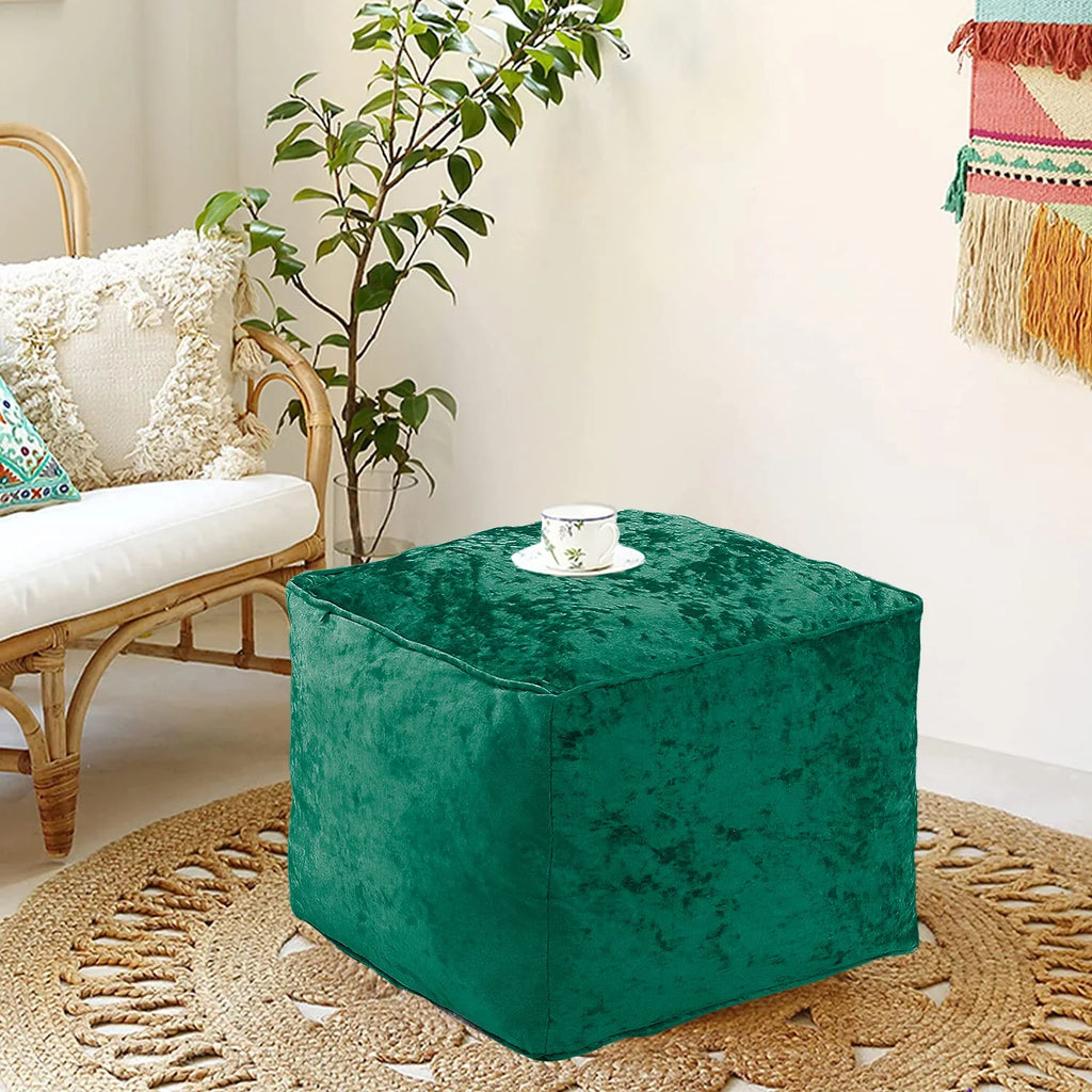 Crush Velvet Bean Bag Cube Foot Rest Stool Pouffe Ottoman