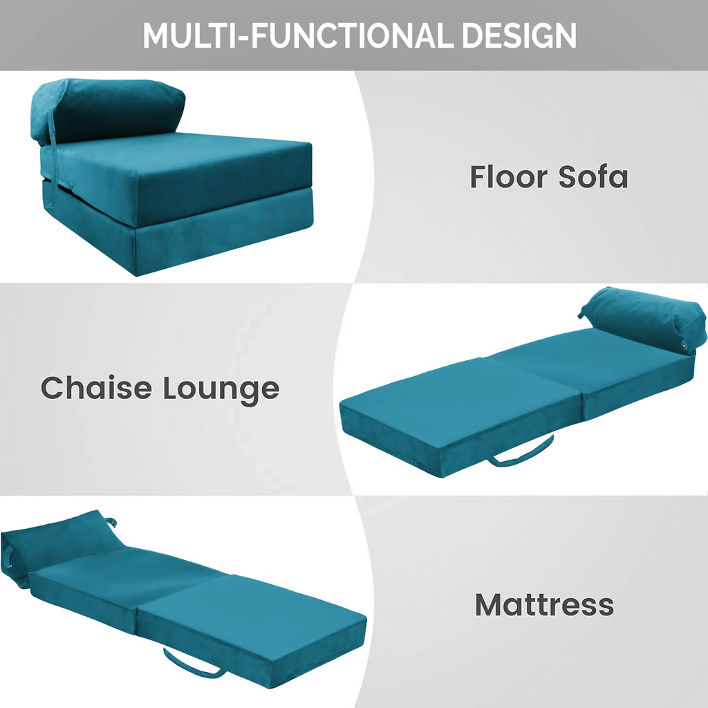 Velvet Single Fold Out Z Bed