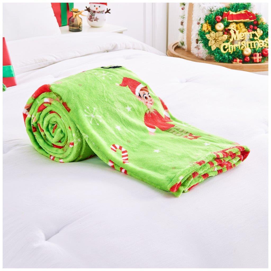 Christmas Elf on Shelf Fleece Throw Blanket