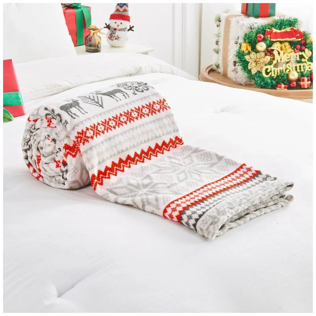Christmas Nordic Fleece Throw Blanket
