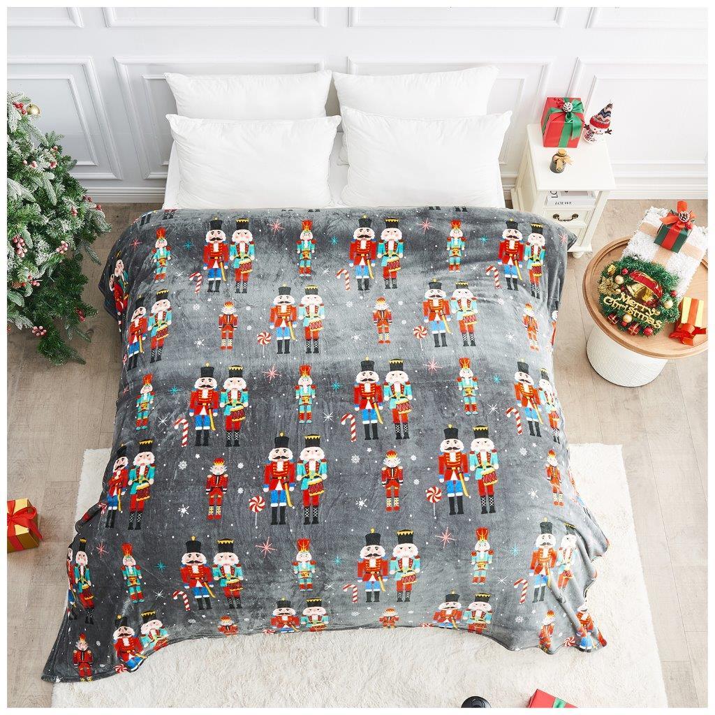 Nutcracker Christmas Fleece Throw Blanket