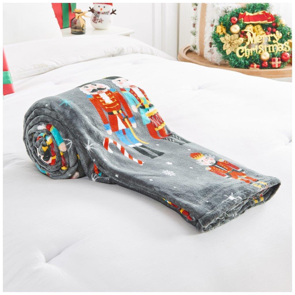 Nutcracker Christmas Fleece Throw Blanket
