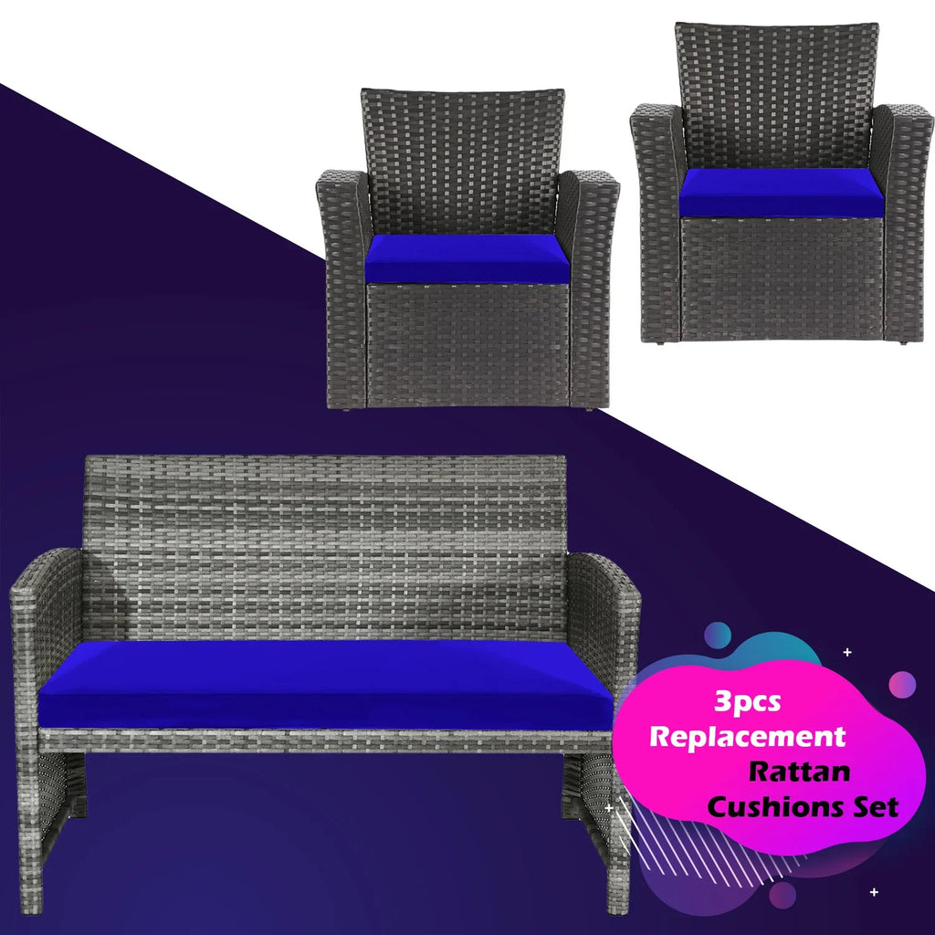 Replacement 3 Pieces Cushion Set For Rattan Chairs