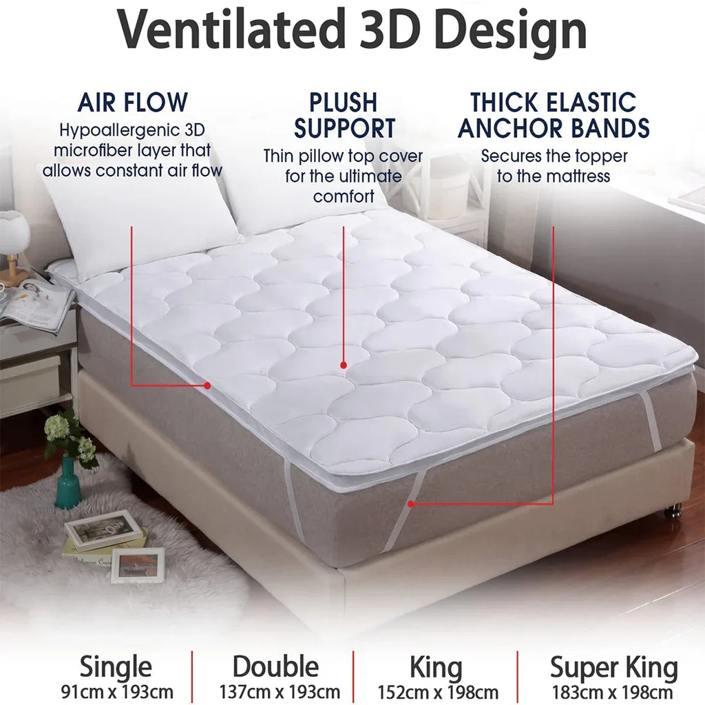 Microfiber Mattress Topper 5cm Ultra Soft Air-Flow Mattress