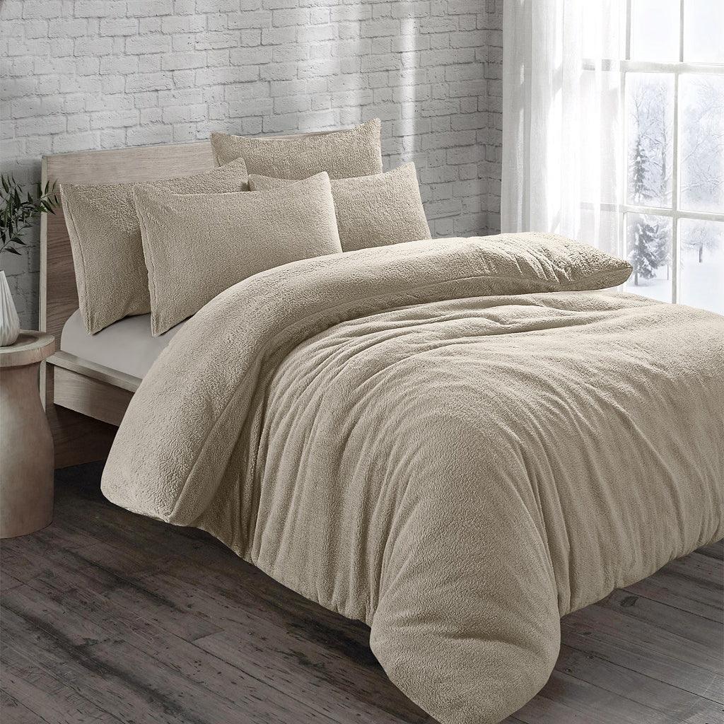 Teddy Bear Plain Fleece Duvet Cover Set