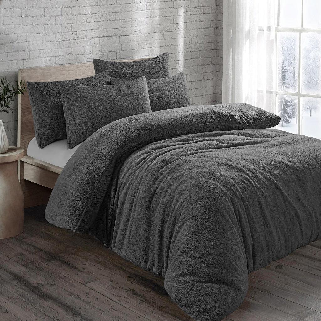 Teddy Bear Plain Fleece Duvet Cover Set