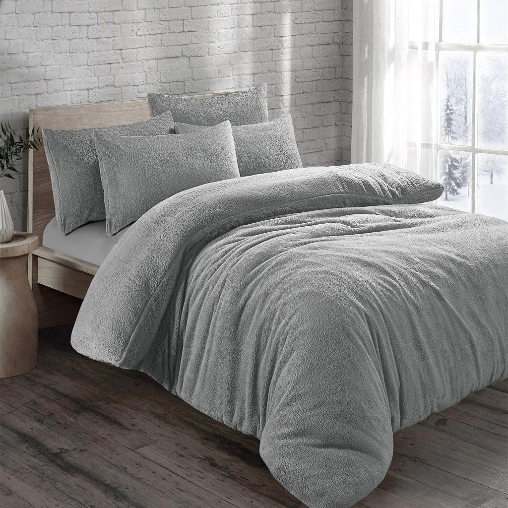 Teddy Bear Plain Fleece Duvet Cover Set