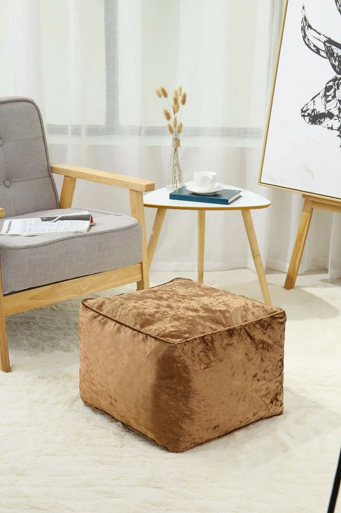 Crush Velvet Bean Bag Cube Foot Rest Stool Pouffe Ottoman