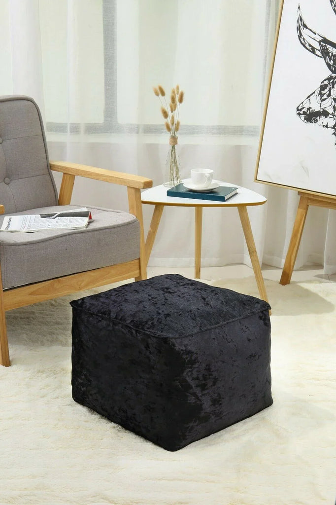 Crush Velvet Bean Bag Cube Foot Rest Stool Pouffe Ottoman