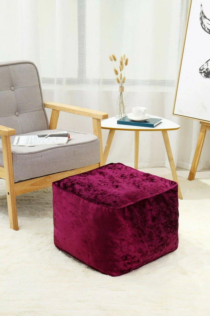 Crush Velvet Bean Bag Cube Foot Rest Stool Pouffe Ottoman
