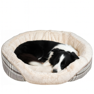 Soft Plush Faux Fur Dog Bed - Reversible Design