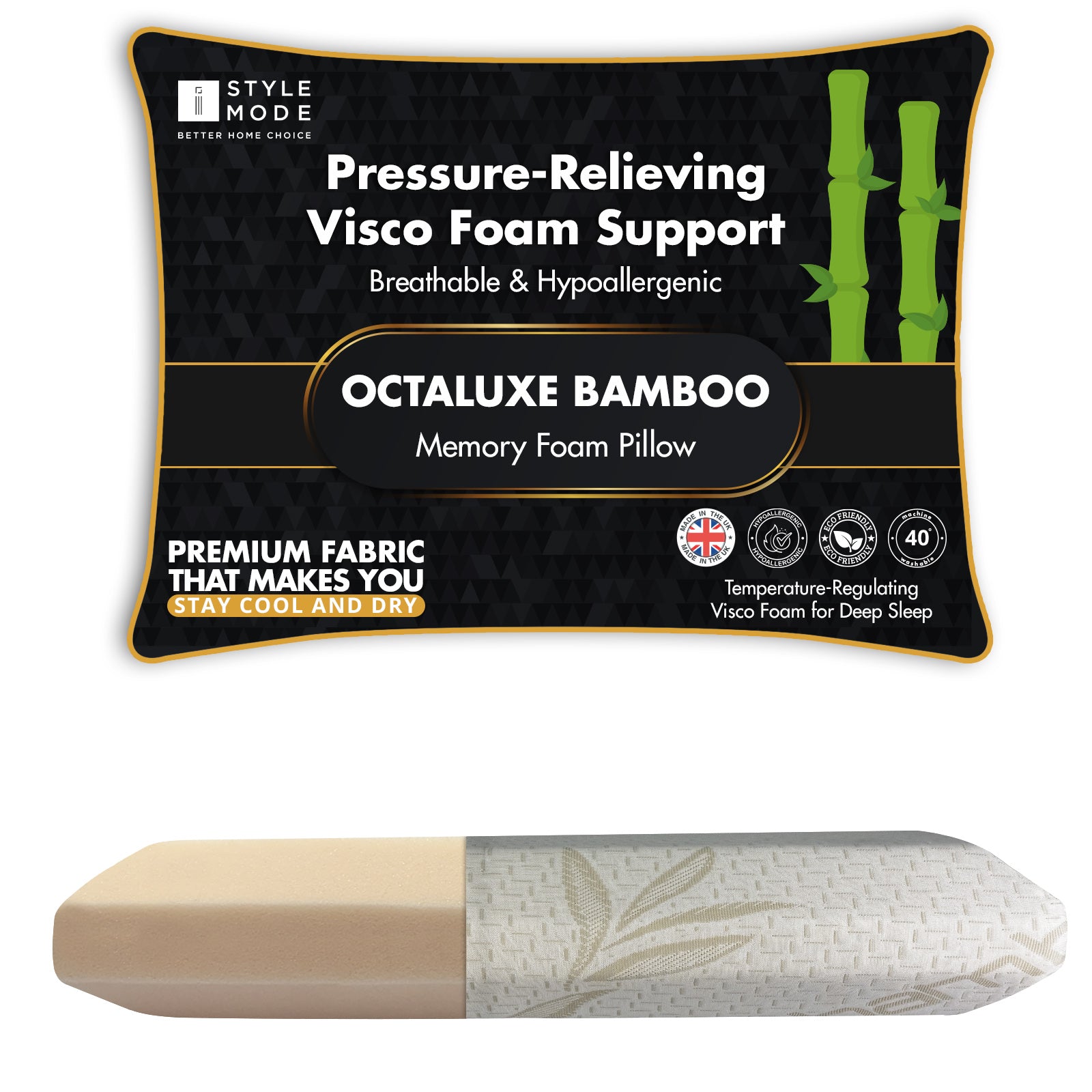 Octaluxe Bamboo Visco Memory Foam Pillow