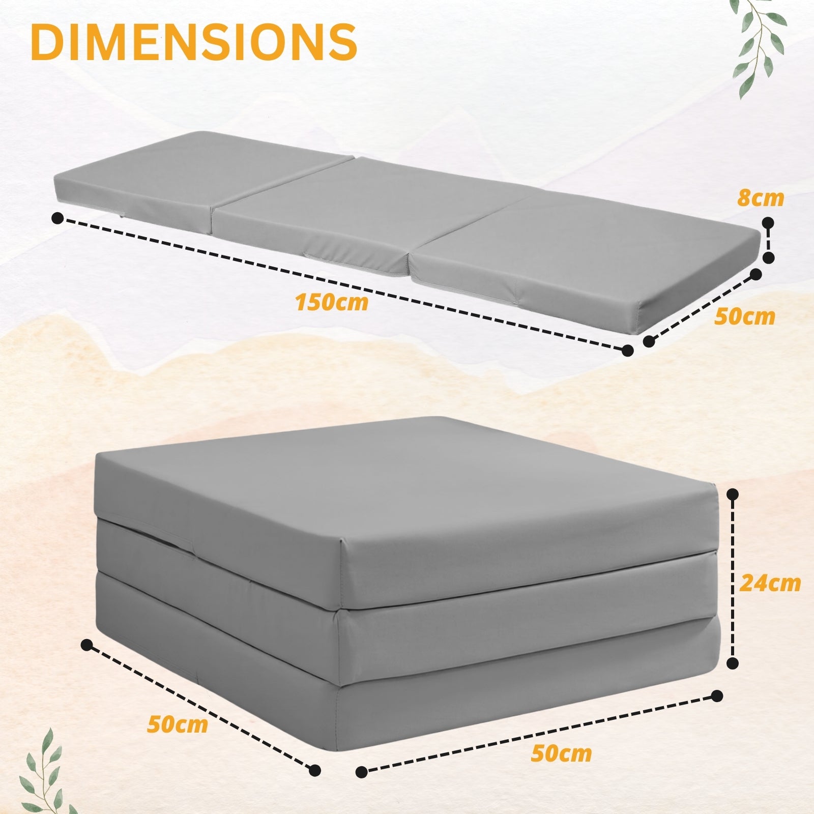 2 in 1 Fold Out Tri-fold Cube Z Bed Mattress