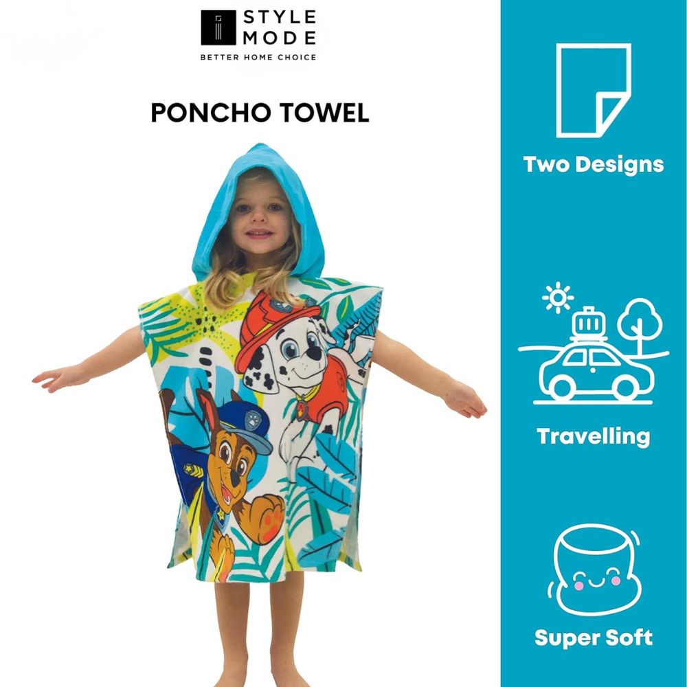 PAW Patrol Jungle Kids Hooded Poncho Towel (50cm x 115cm)