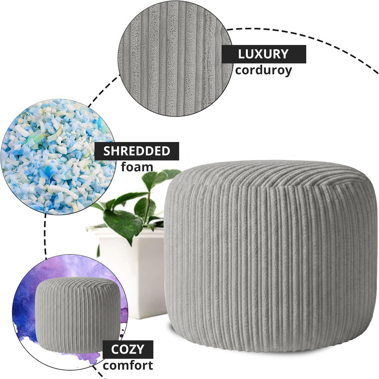 Oval Shape Foot Rest Stool Pouffe Footstools