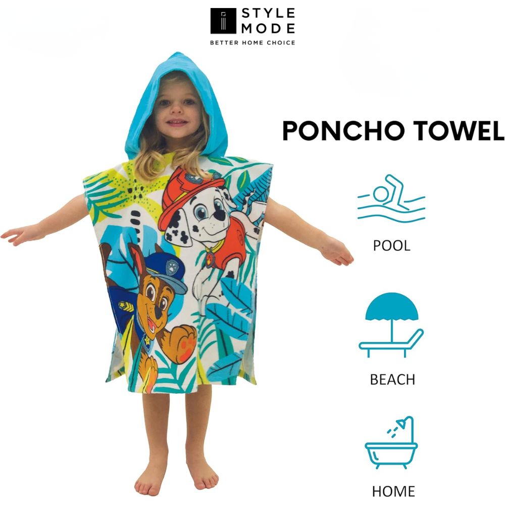 PAW Patrol Jungle Kids Hooded Poncho Towel (50cm x 115cm)