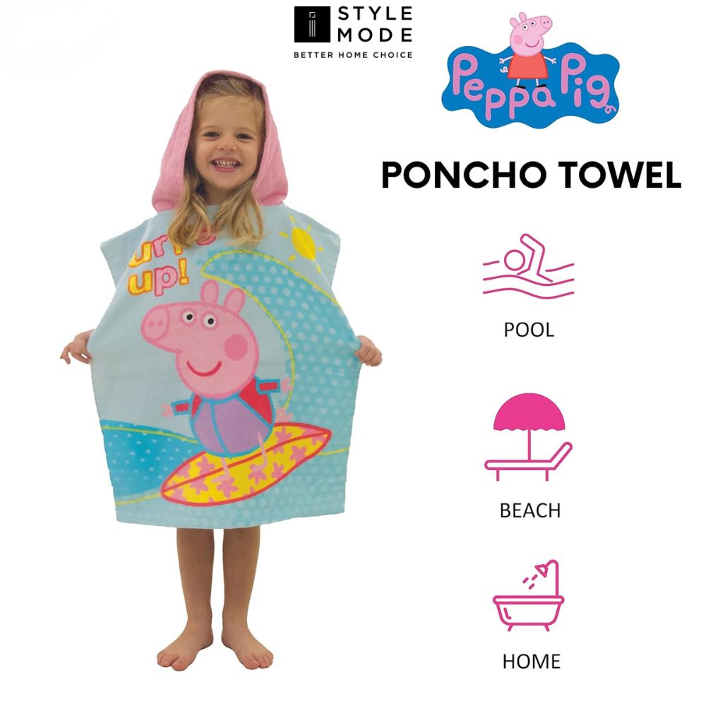 Peppa Pig Kids Hooded Poncho Towel (50cm x 115cm)