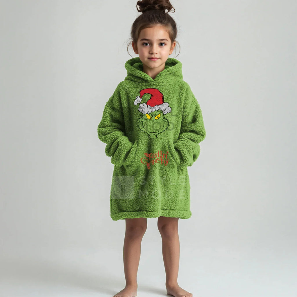 Buy Oversized The Grinch Sherpa Hoodie for Kids (5-12yrs) – Best Price Online | Christmas Sale | iStyleMode