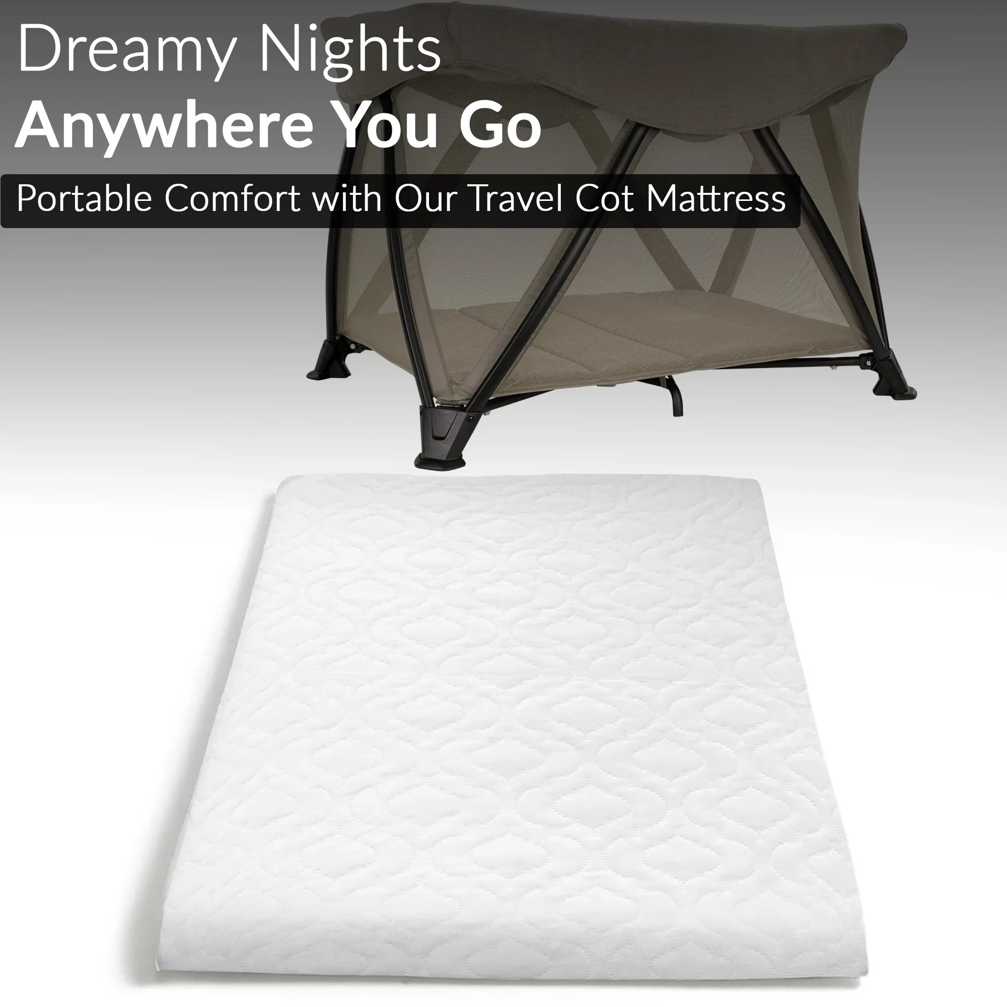 Baby Toddler Travel Cot Bed Mattress Anti Allergy Waterproof With Removable Quilted Washable Cover