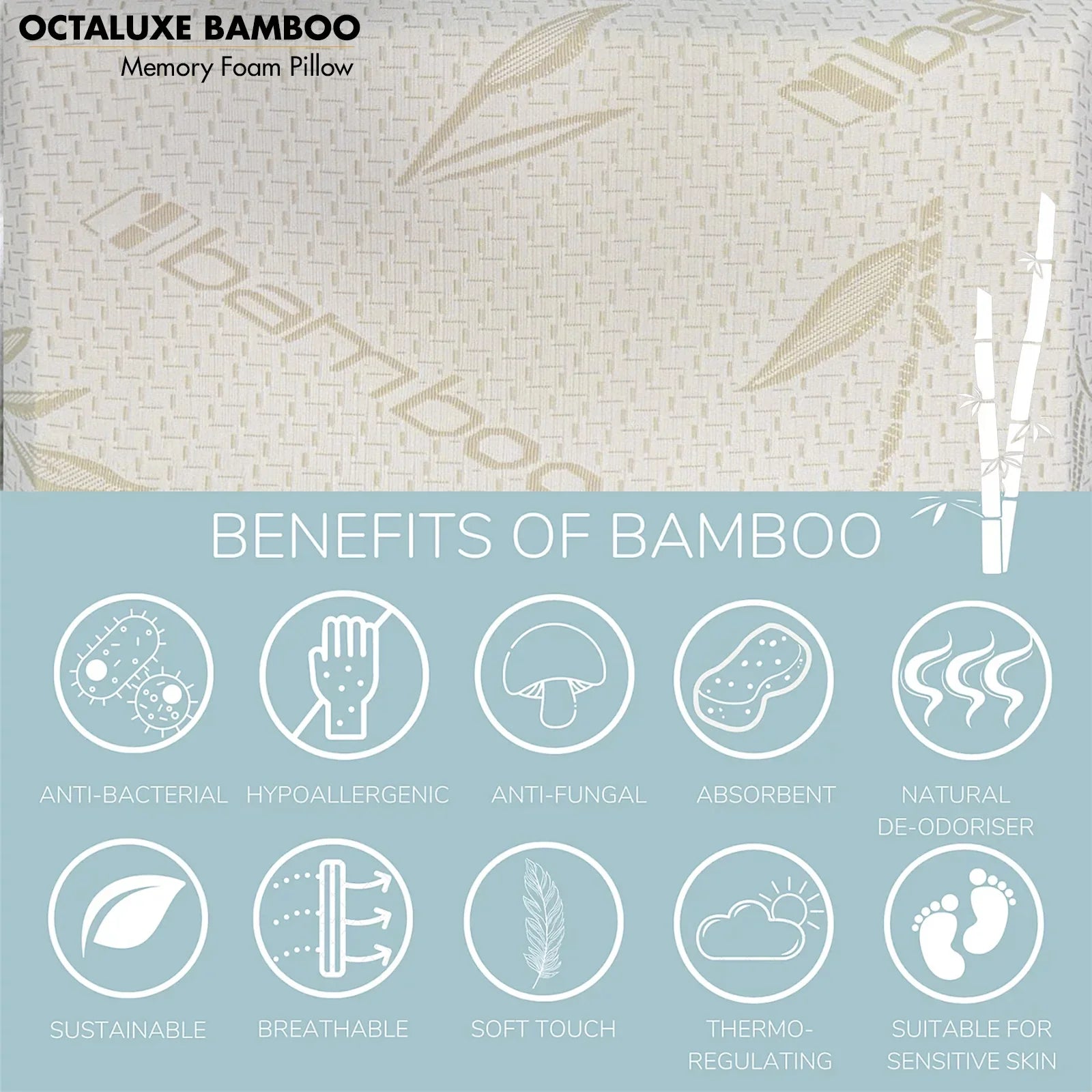Octaluxe Bamboo Visco Memory Foam Pillow