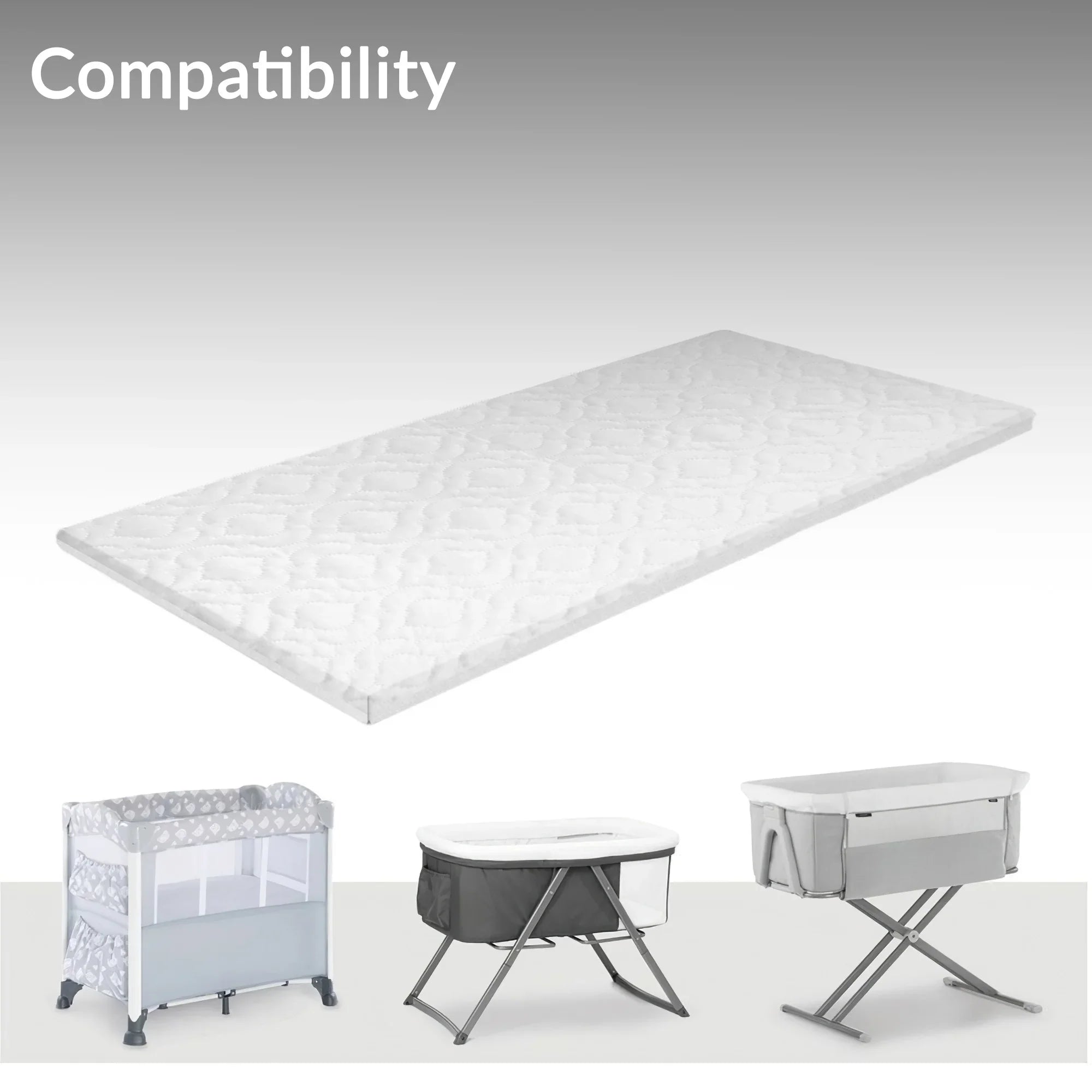 Baby Toddler Travel Cot Bed Mattress Anti Allergy Waterproof With Removable Quilted Washable Cover