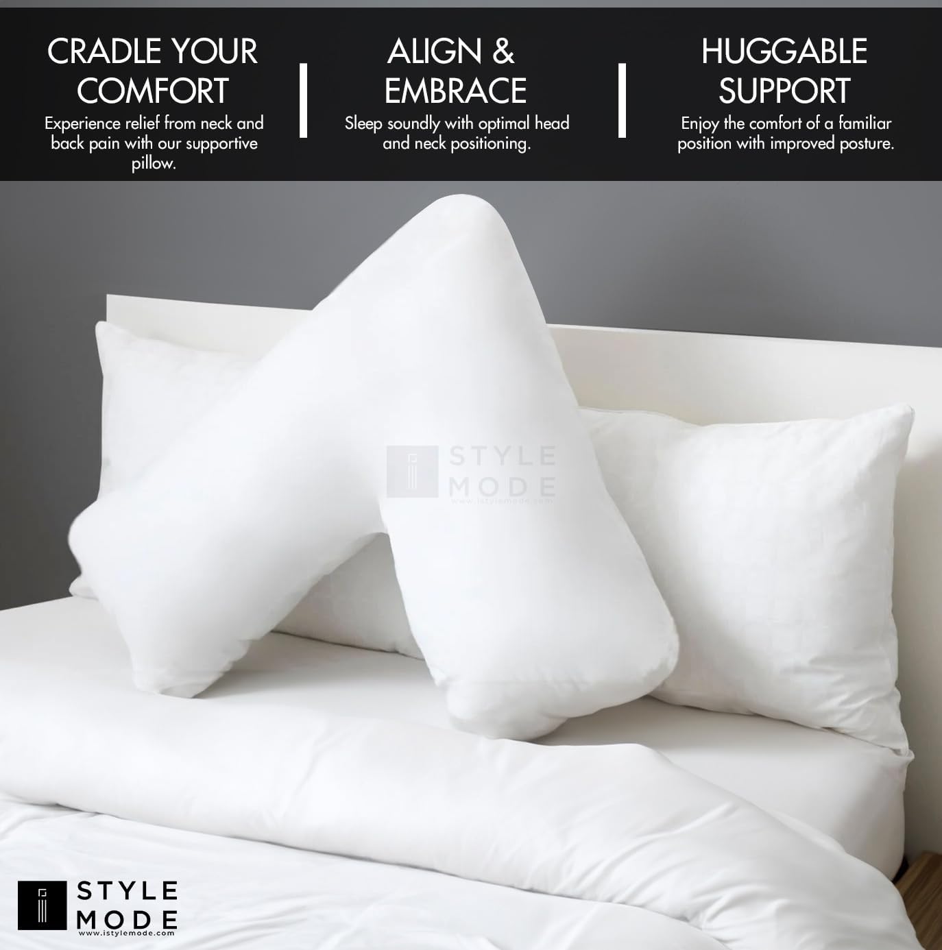 V Shaped Pillow with Pillowcase I Orthopaedic Neck I Back & Shoulder Support I Nursing & Maternity Pillow