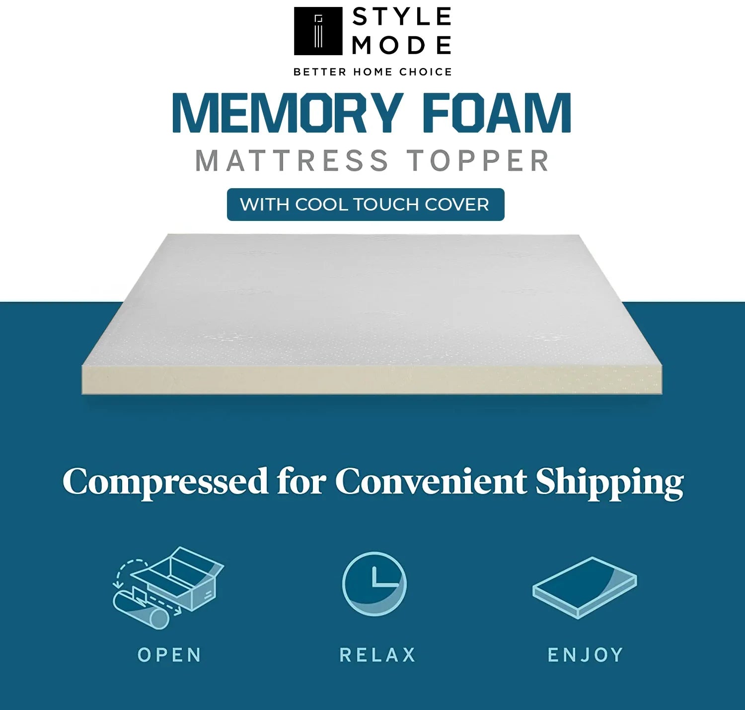 Memory Foam Mattress Toppers with Cool Max Cover
