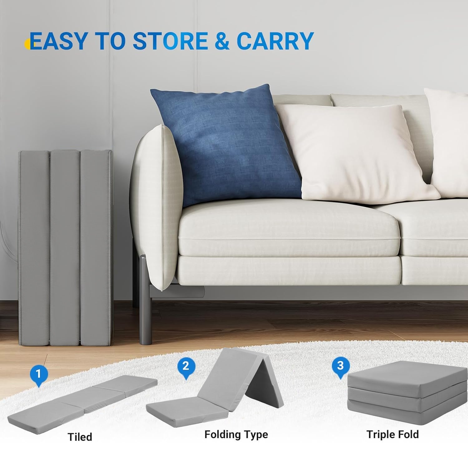 2 in 1 Fold Out Tri-fold Cube Z Bed Mattress