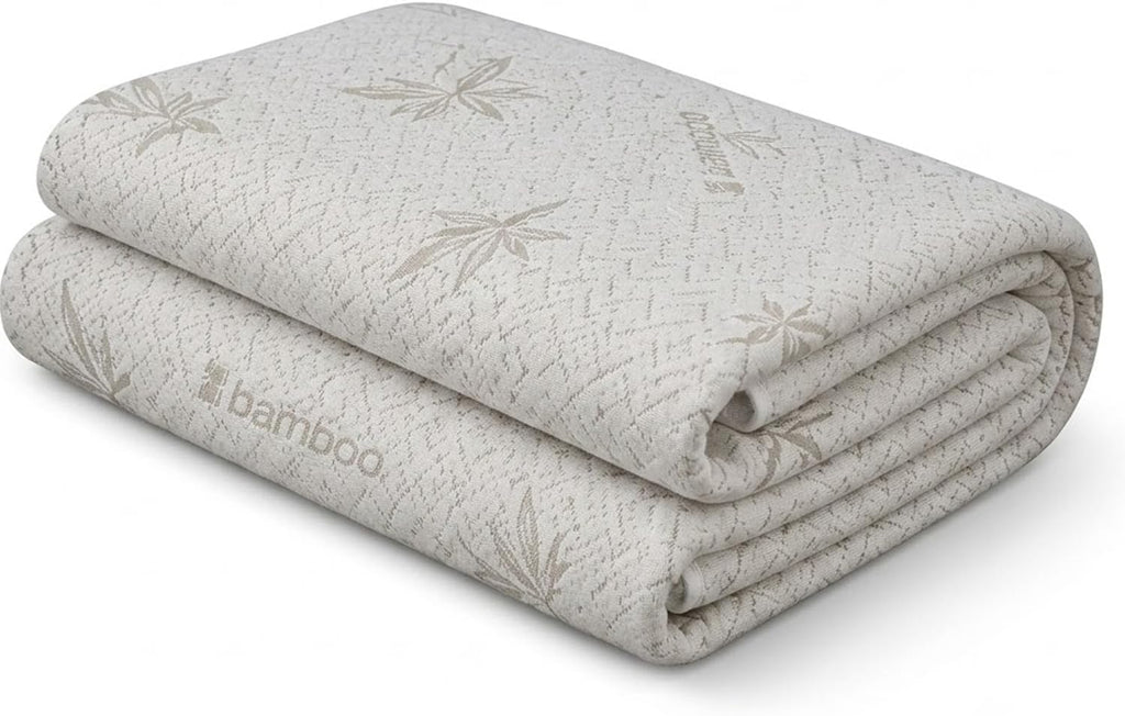 Bamboo Mattress Topper Replacement Cover | Breathable Zipped Reversible Cover | Elasticated Corner Straps