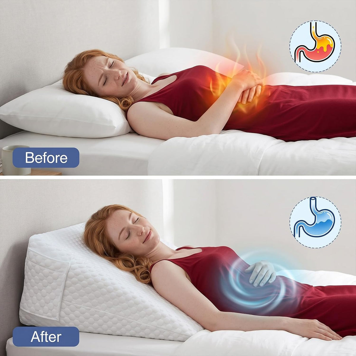 Orthopaedic Memory Foam Bed Wedge Pillow for Back Support & Leg Elevation