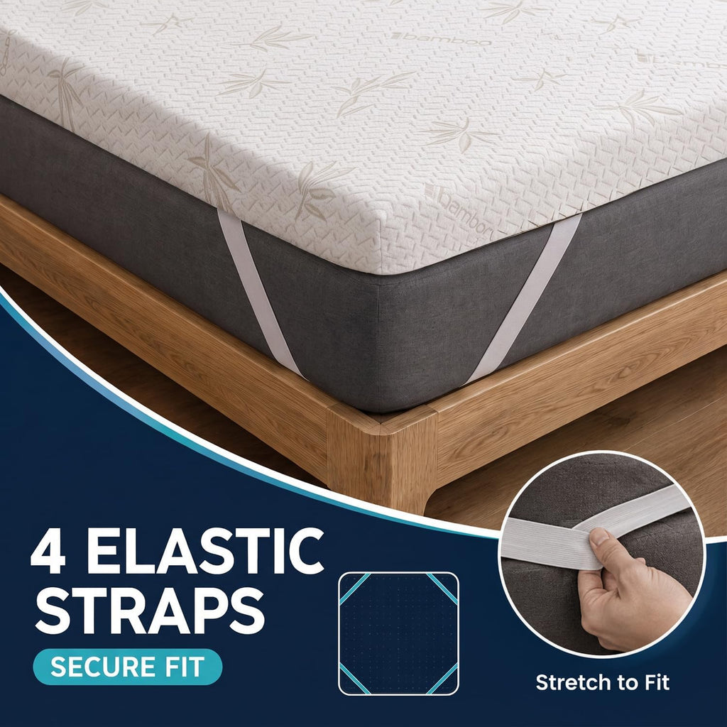Memory Foam Mattress Topper | Reversible Bamboo Cover | Orthopaedic Pressure Relief for Back Pain | Hypoallergenic