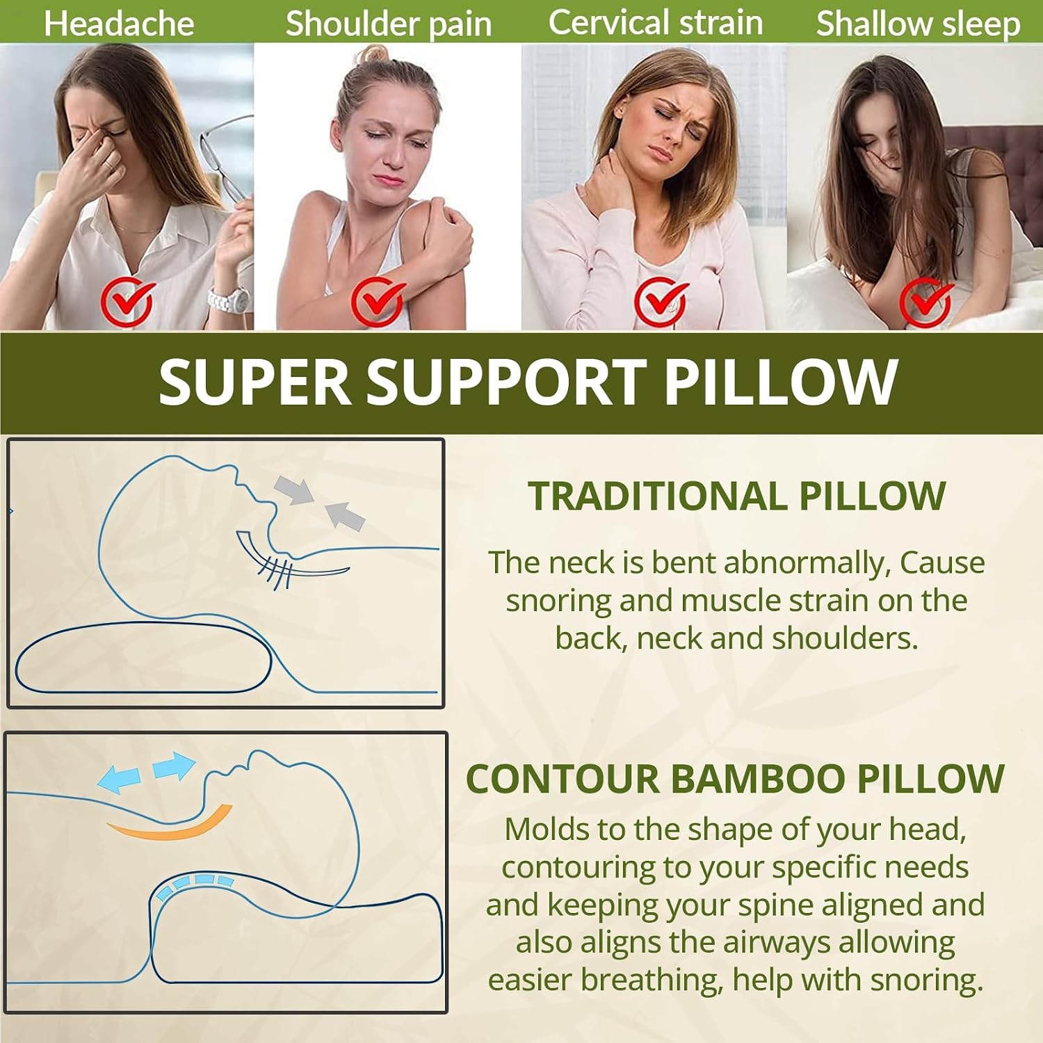 Bamboo Contour Memory Foam Pillow