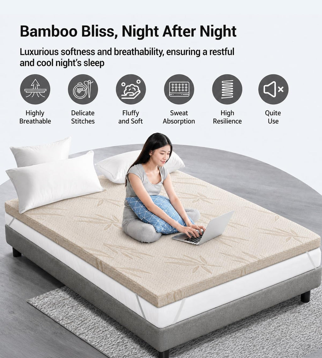 Bamboo Memory Foam Mattress Topper