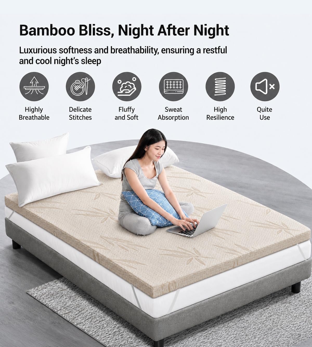 Bamboo Memory Foam Mattress Topper
