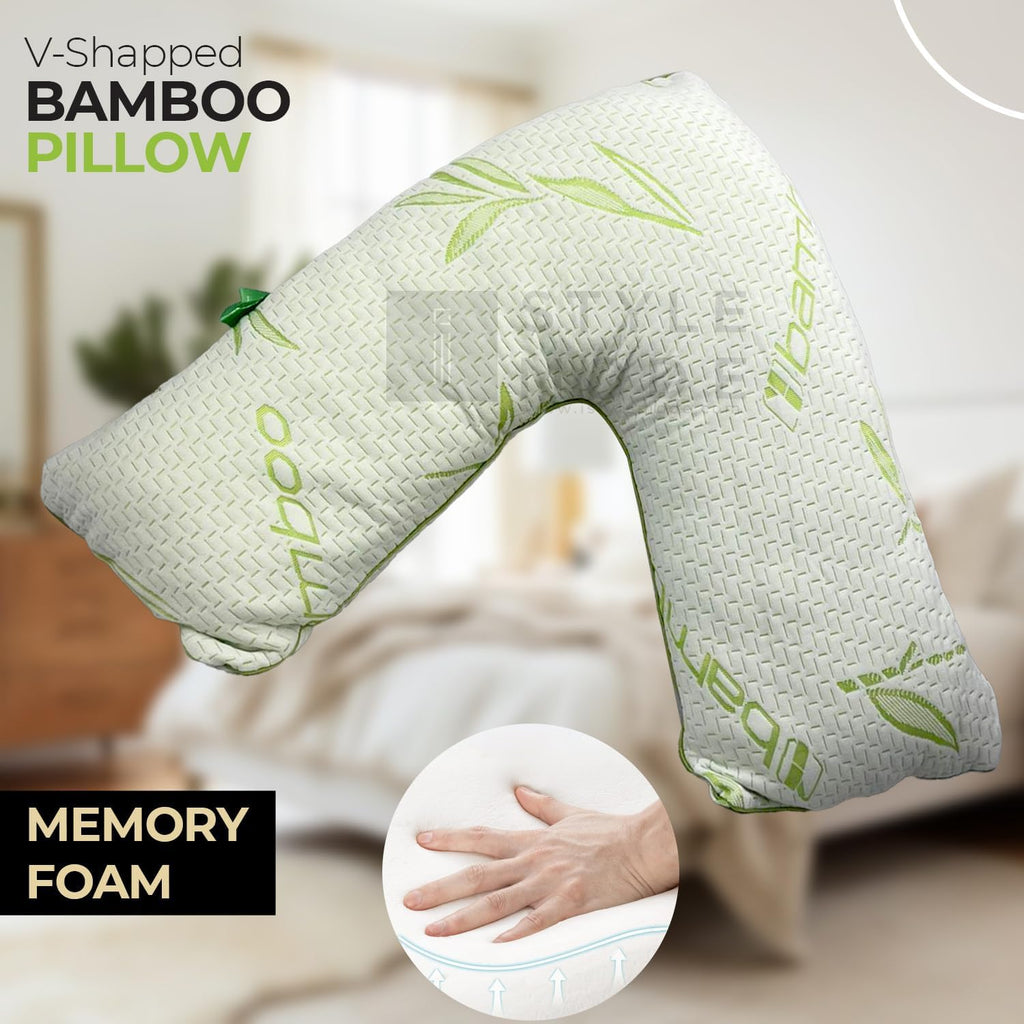 Bamboo V Shape Anti-Allergy Memory Foam Pillow with Cover