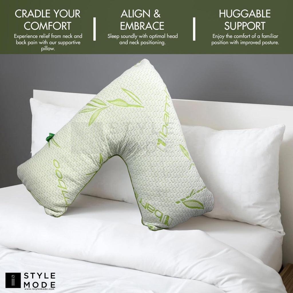 Bamboo V Shape Anti-Allergy Memory Foam Pillow with Cover