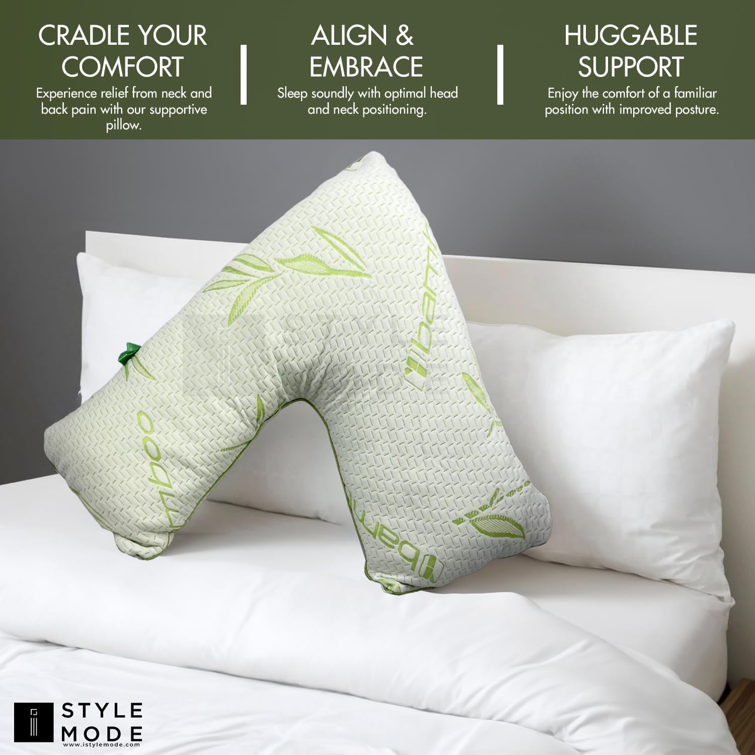 Bamboo V Shape Anti-Allergy Memory Foam Pillow with Cover
