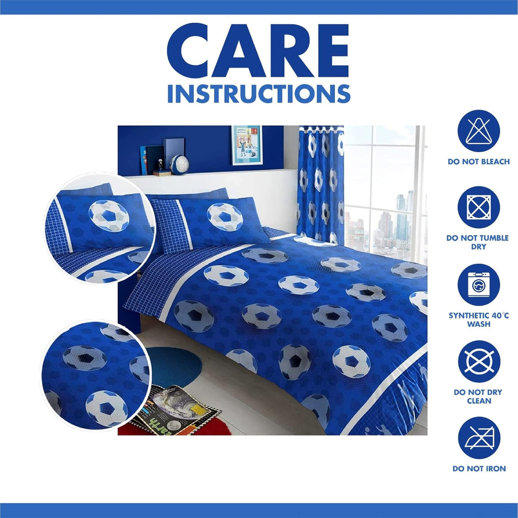 Youngun's Football Goals Blue Single Duvet Cover and Pillowcase Set