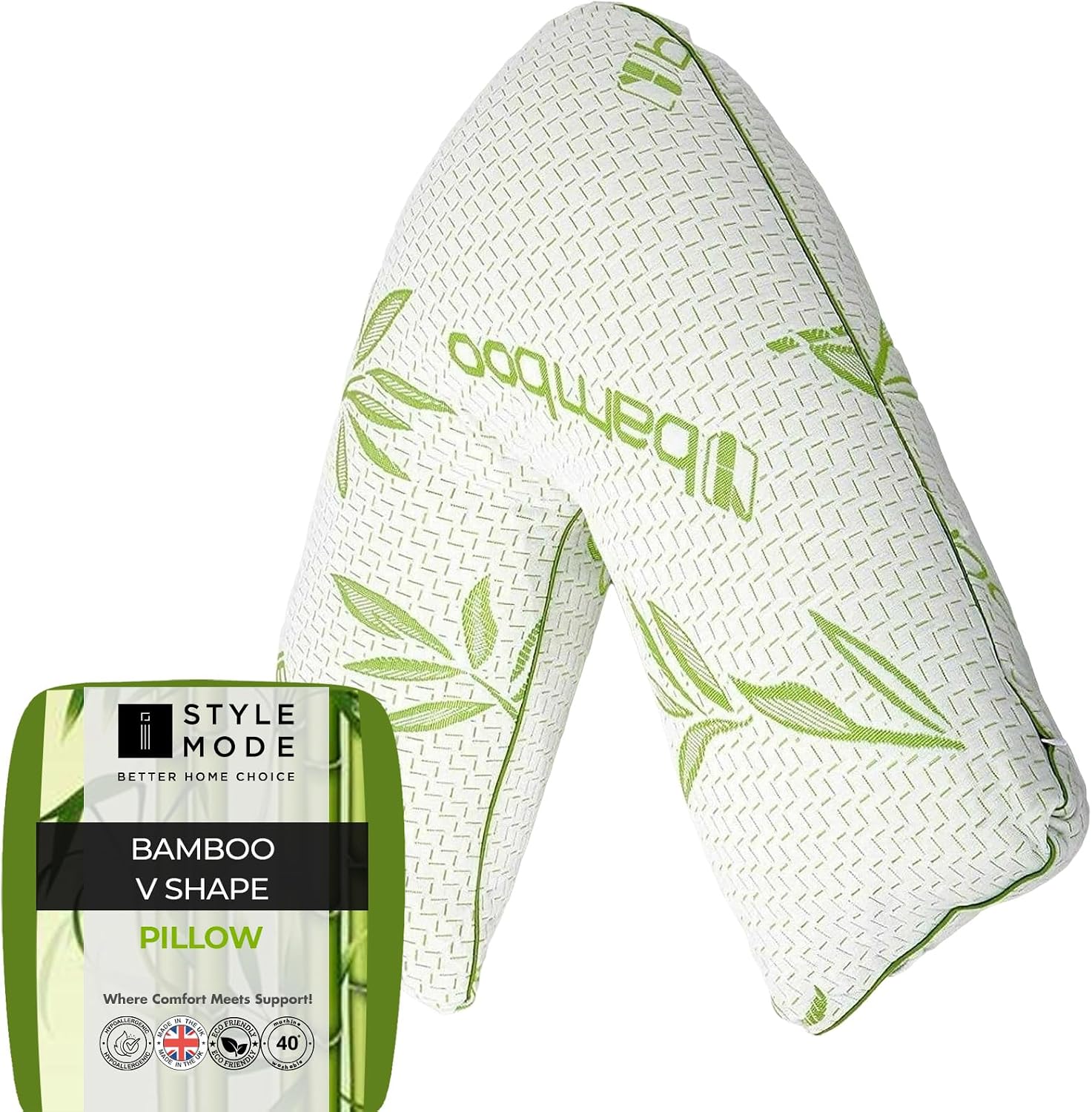 Bamboo V Shape Anti-Allergy Memory Foam Pillow with Cover