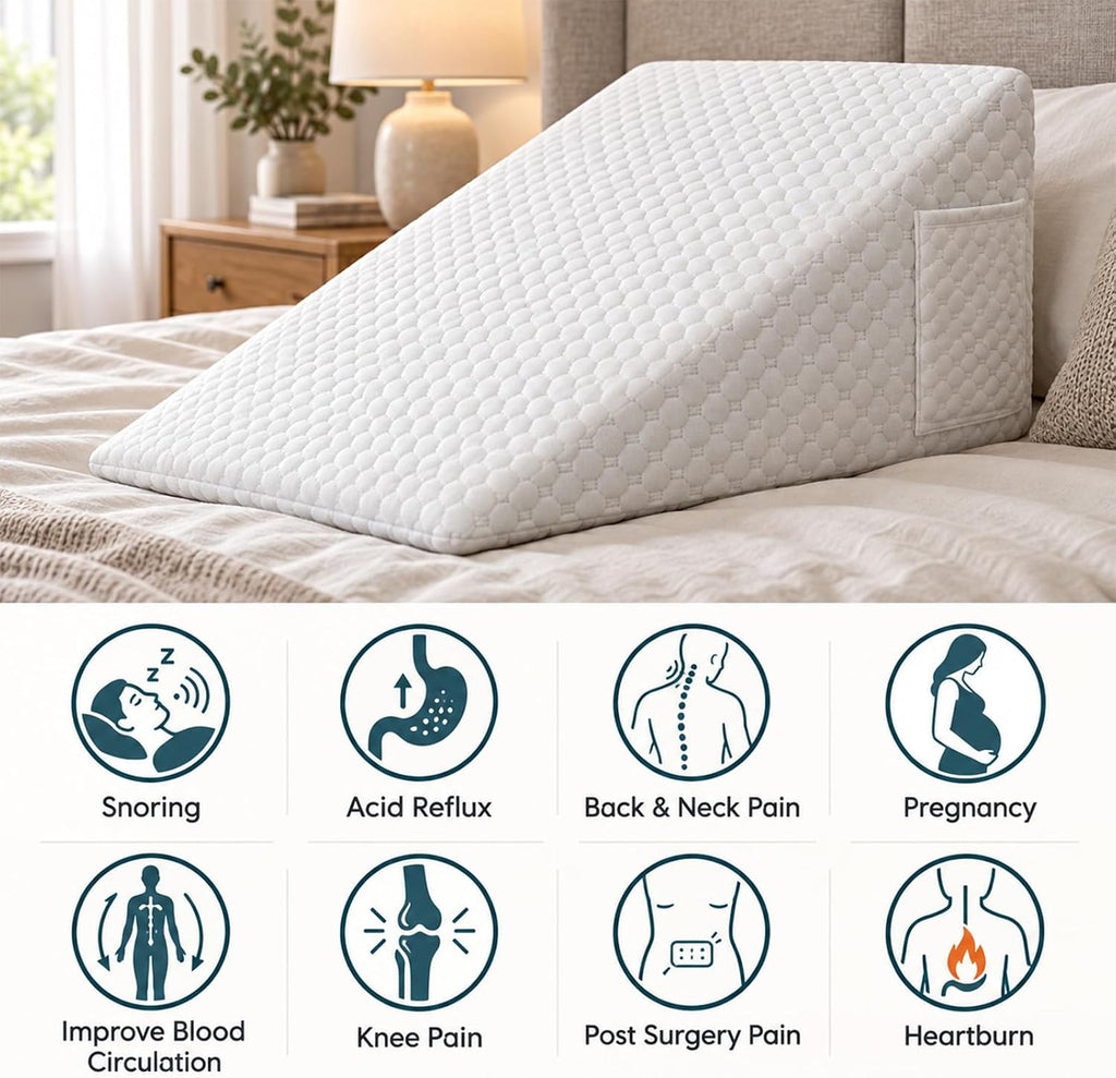 Orthopaedic Memory Foam Bed Wedge Pillow for Back Support & Leg Elevation