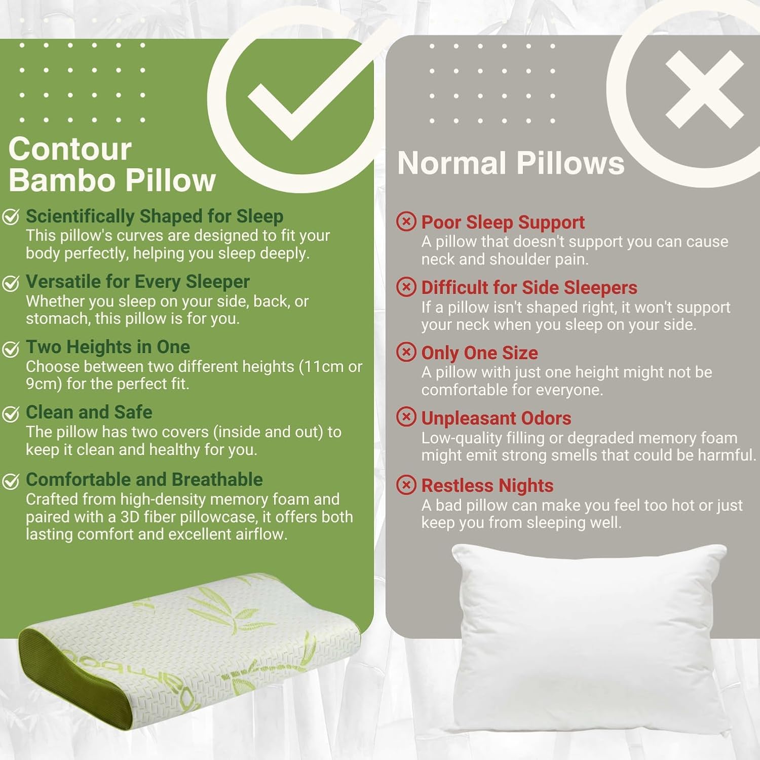 Bamboo Contour Memory Foam Pillow
