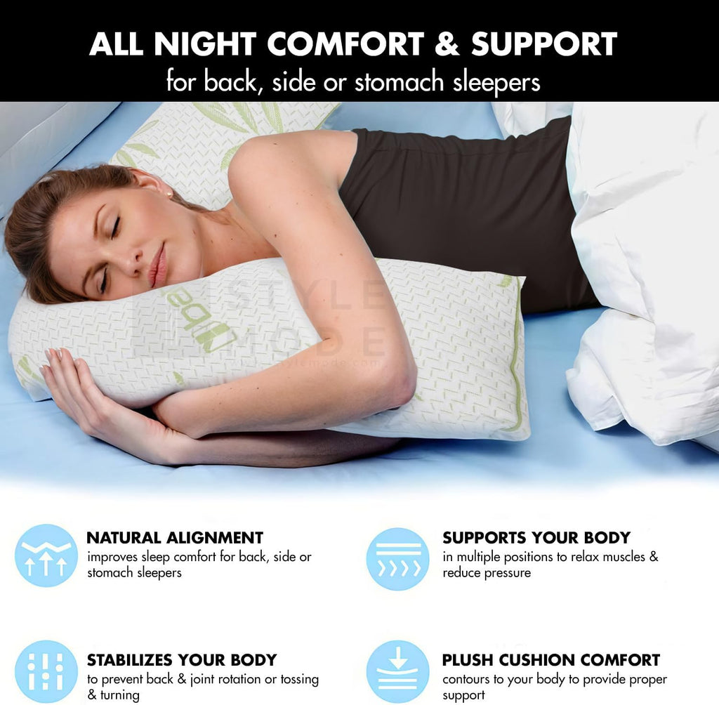 Bamboo V Shape Anti-Allergy Memory Foam Pillow with Cover