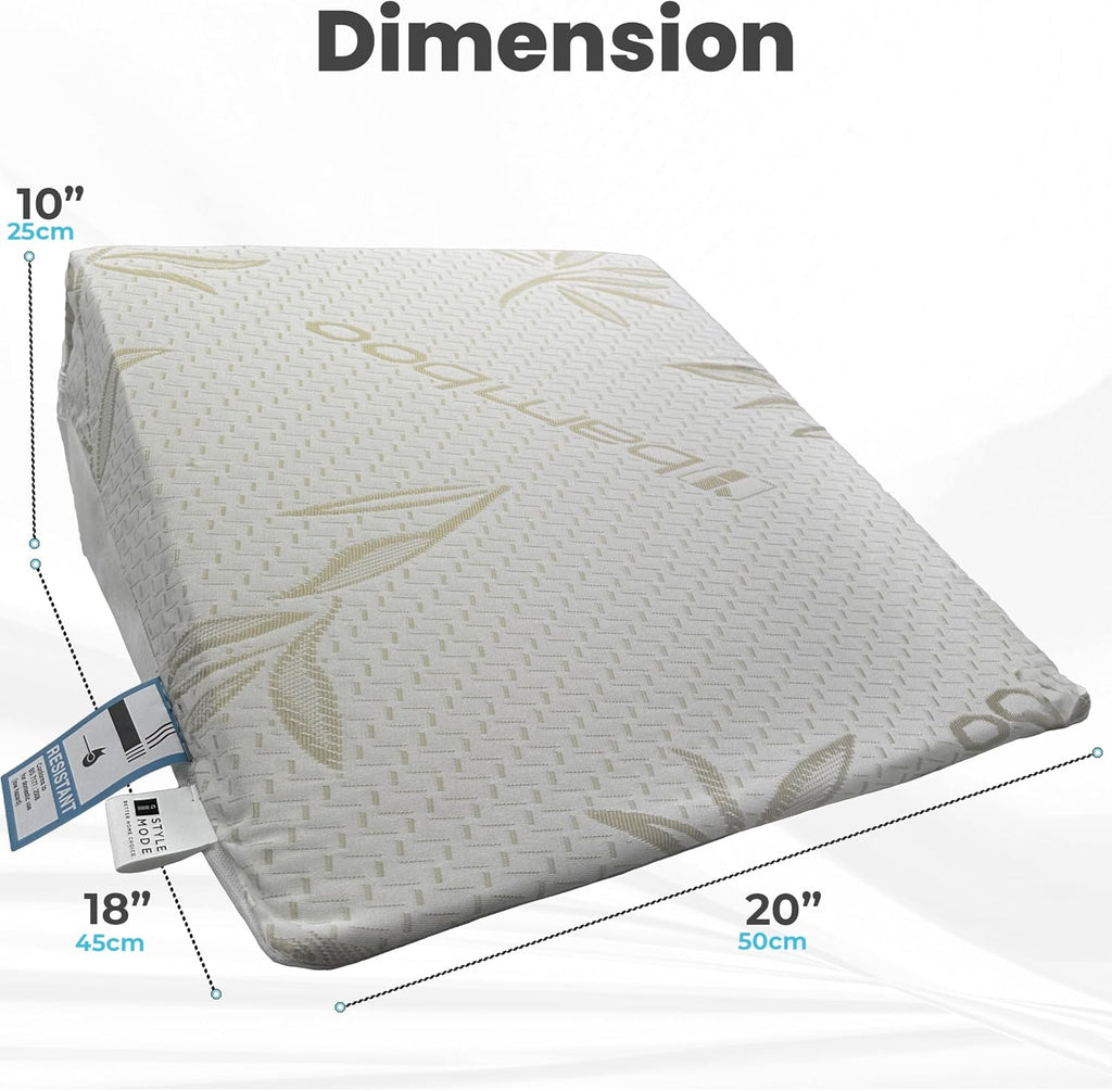 Memory Foam Bed Wedge Pillow with Bamboo Cover | Orthopaedic Back Rest Support