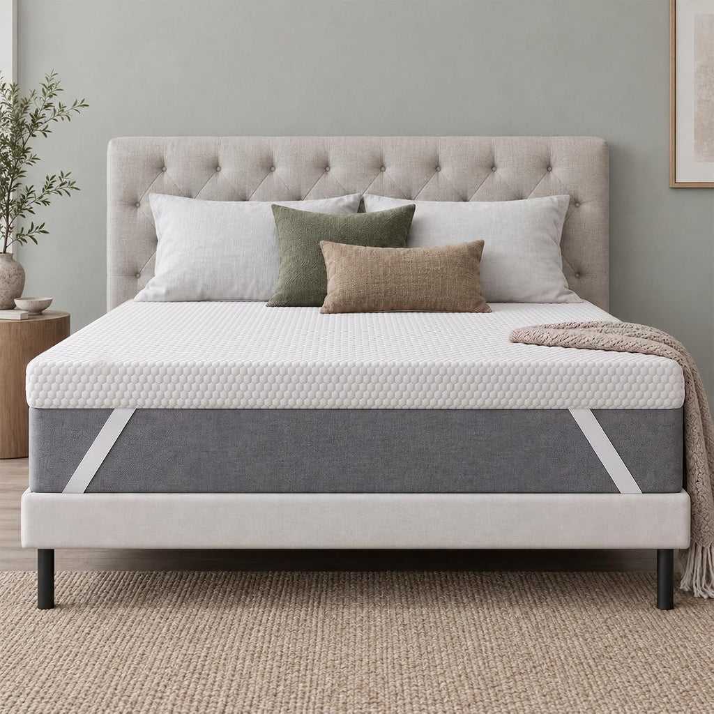 Memory Foam Mattress Topper 3D Bubble Cover | Non-Slip Base | 7.5cm Thick