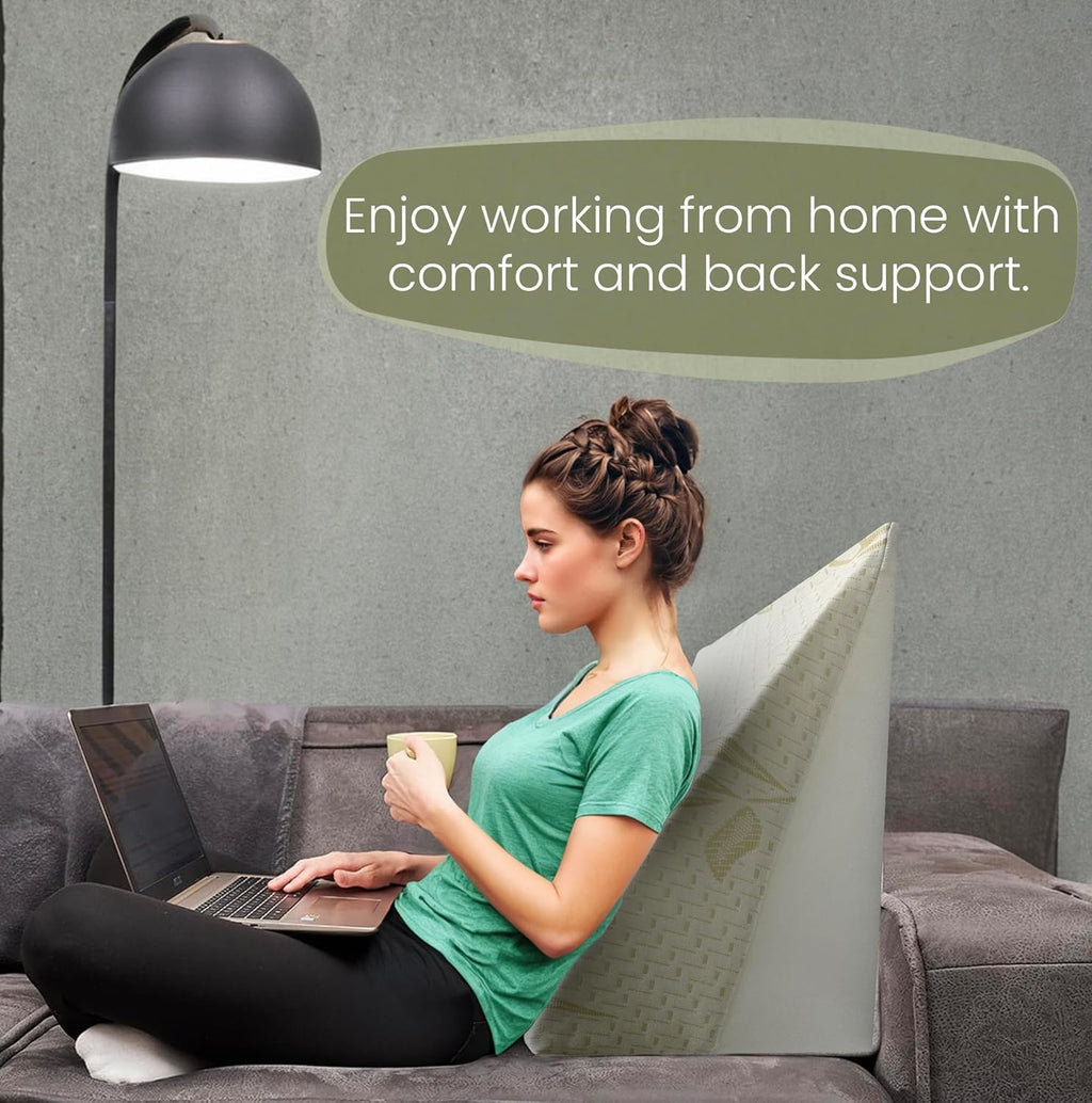 Memory Foam Bed Wedge Pillow with Bamboo Cover | Orthopaedic Back Rest Support