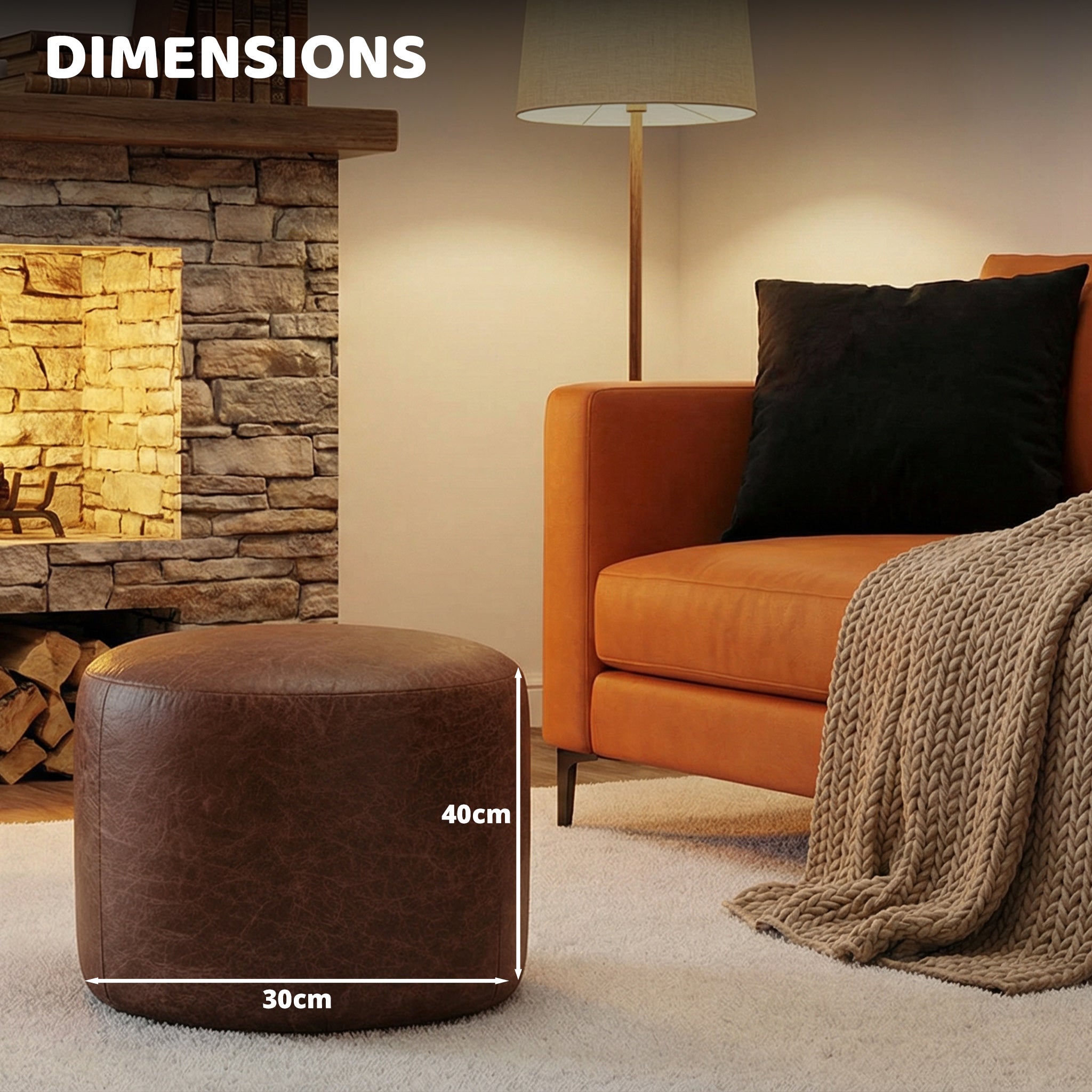 Leather Oval Shape Foot Rest Stool Pouffe Footstools