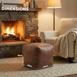 Cube Shape Leather Foot Rest Stool Pouffe Footstools