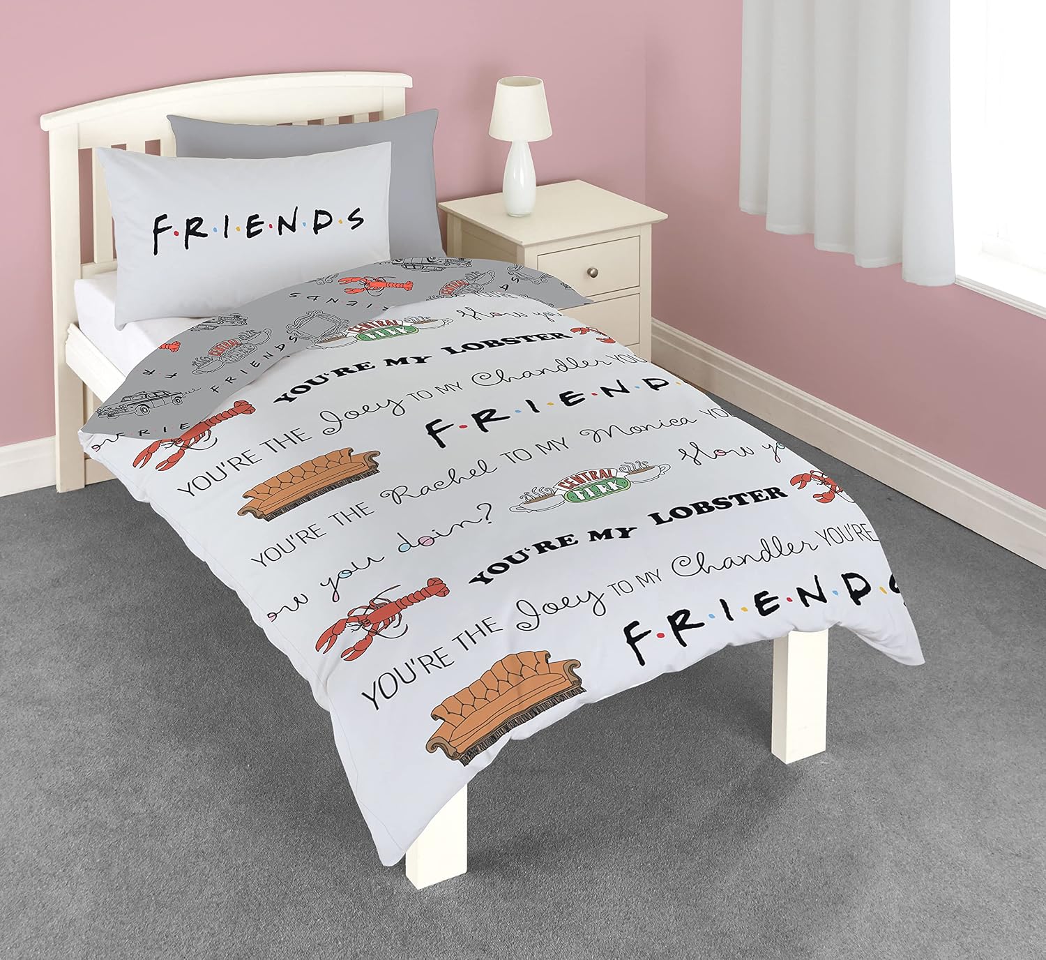 Reversible Friends Single Duvet Cover & Pillowcase Set
