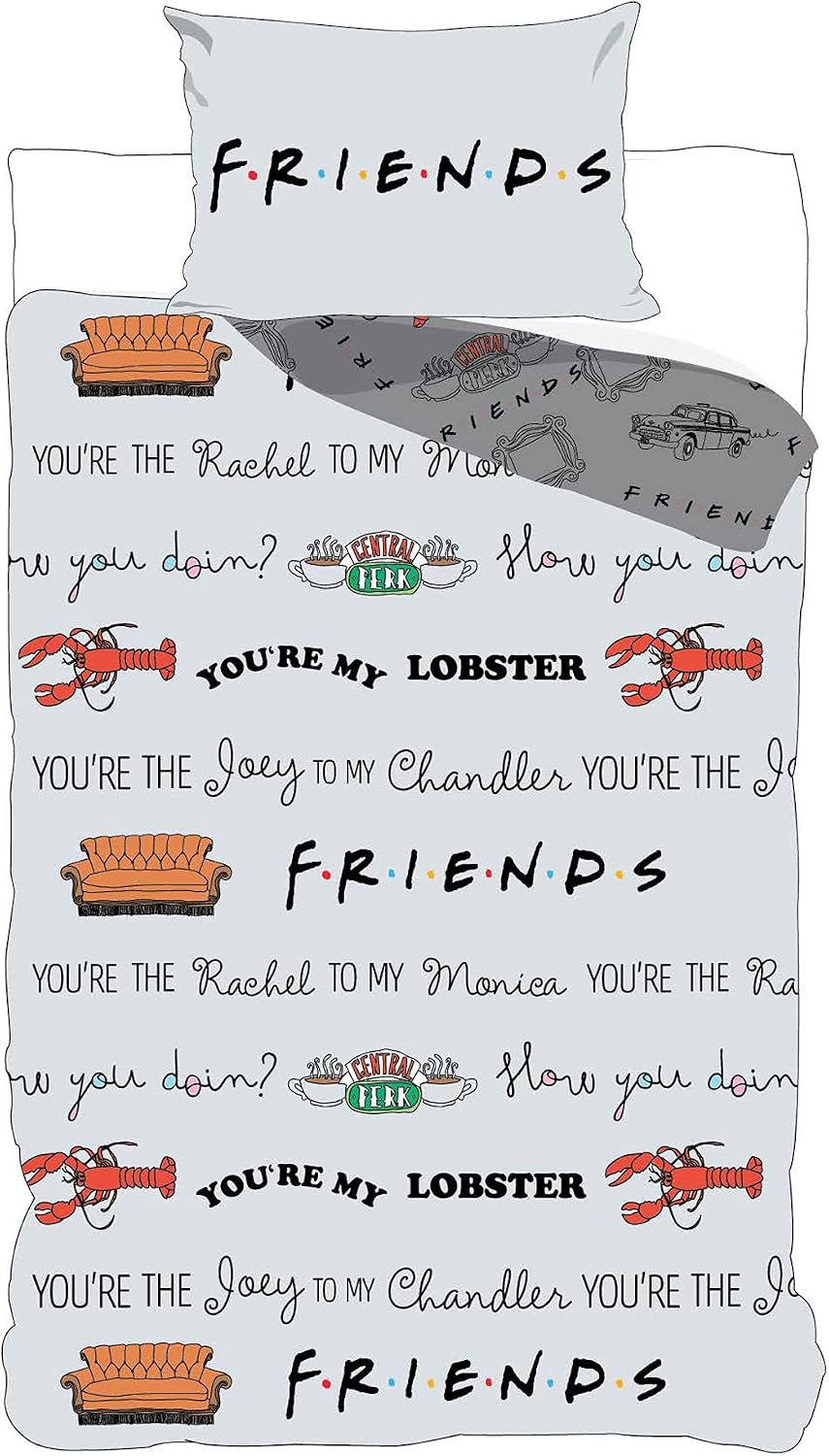 Reversible Friends Single Duvet Cover & Pillowcase Set